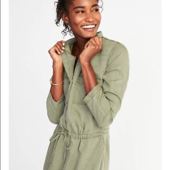 Tie Belt Utility Shirt Dress - Picture 3 of 5